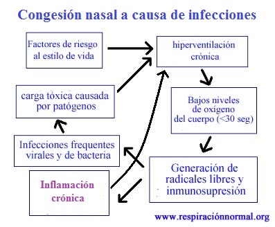 Cuadro de congestión natural a causa de infecciones